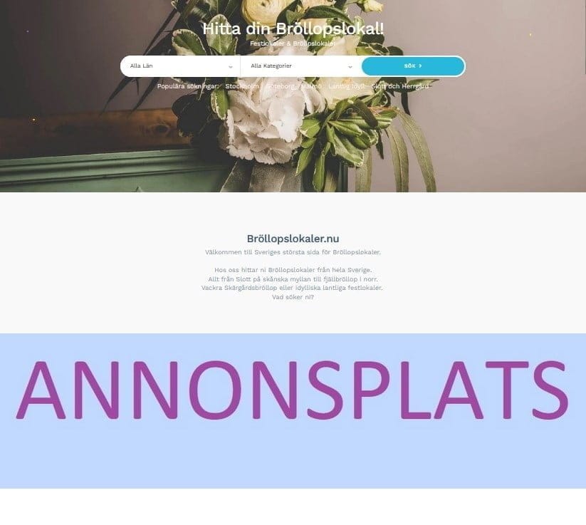 Exempel på stor annonsplats på förstasidan